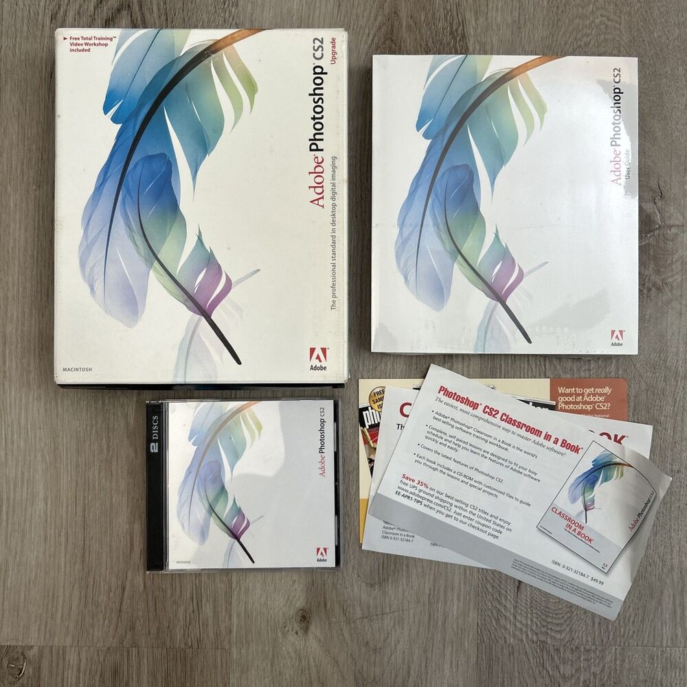 Adobe PhotoShop CS2 Upgrade Mac OS w/ Training Video & User Guide Mint Discs